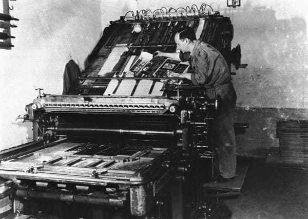 A man using the Sauerkraut printer.