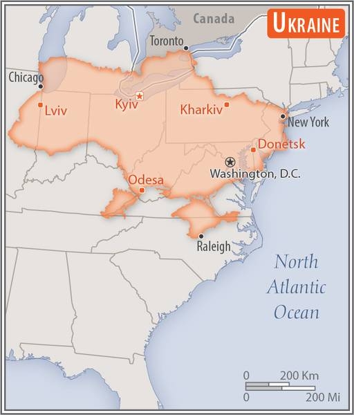 almost four times the size of Georgia; slightly smaller than Texas