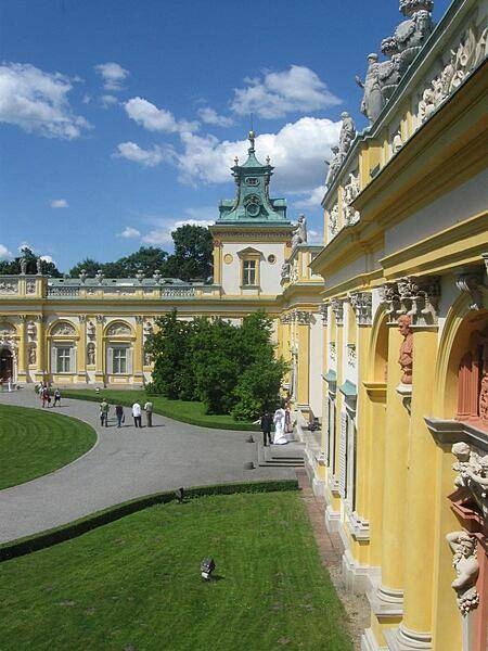 Close up of some of the architectural details at Wilanow Palace in Warsaw.