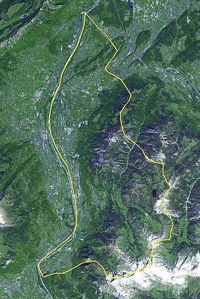 The Principality of Liechtenstein is a landlocked alpine country between Austria and Switzerland; it has an area of 160 sq km (61 sq mi). Despite its limited natural resources, Liechtenstein is one of the few countries in the world with more registered companies than citizens. The image was acquired 21 May 2007 and covers an area of about 19 x 28 km. Photo courtesy of NASA.