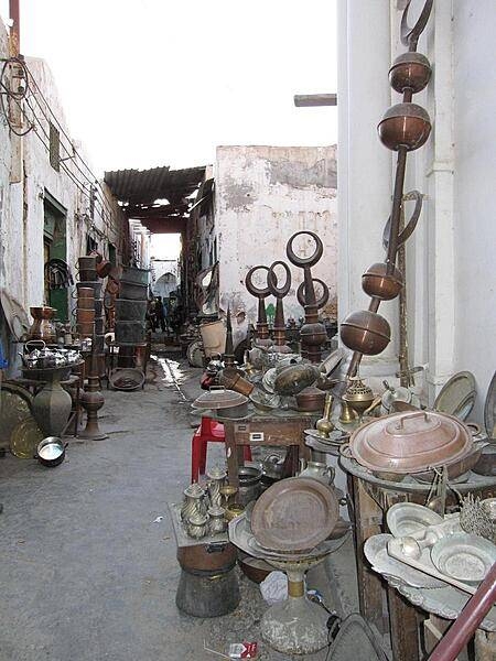 Tripoli's medina (old city quarter) includes craftsmen of several specialties, including the copper market. Copper forges line each side of the alley where craftsmen may be observed at work.