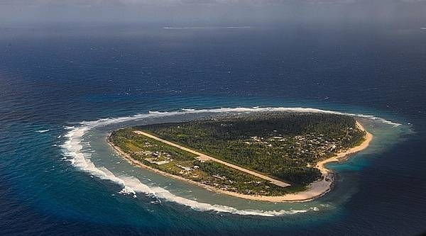 Aerial view of the island of Falalap showing Ulithi Civil Airfield. Photo courtesy of the US Air Force/ Staff Sgt. Alexander Riedel.