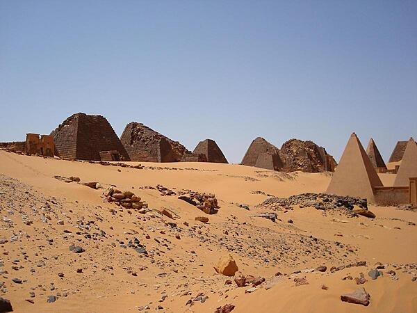 The pyramids of the Kushite rulers at Meroe, Sudan, are the world’s largest collection of pyramids (more than 200) and are part of a UNESCO World Heritage Site that also includes the settlements and religious centers of Musawwarat es-Sufra and Naqa.  Meroe, located between the Nile and Atbara rivers, was the capital of the Kingdom of Kush, an empire in Nubia that extended from the Mediterranean to sub-Saharan Africa between the 8th century B.C. and the 4th century A.D.