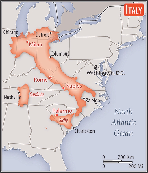 Area comparison map