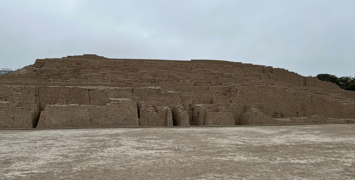 Located in the heart of Lima, Peru, the archeological site at Huaca Pucllana has one of several pre-Columbian structures built in Lima's earliest days by members of the pre-Incan Lima culture. Composed entirely of clay and adobe, it served as a ceremonial and administrative center between A.D. 200 and 700.