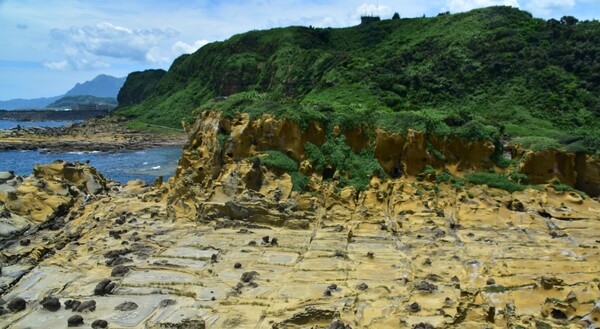 Yehliu Geopark is a 1,700-m (5,577-ft) cliff located off the northern coast of Taiwan. The park is home to natural sculptures in the shape of candles, mushrooms, animals, and more, created by centuries of erosion.