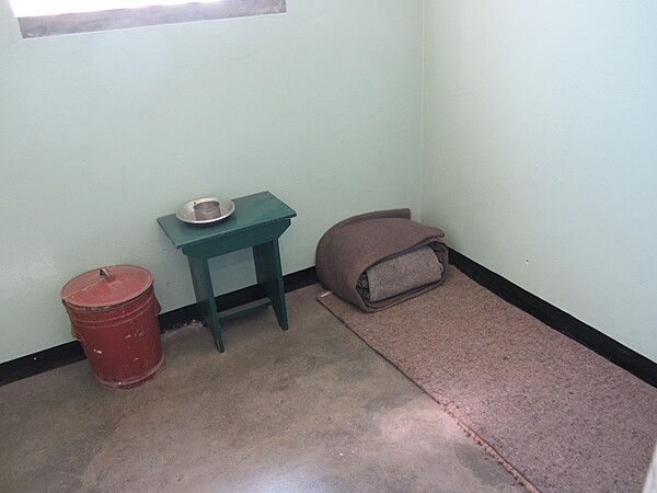 Nelson Mandela's cell where he was held captive for 18 years as a political prisoner in South Africa.