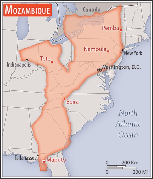 Area comparison map.