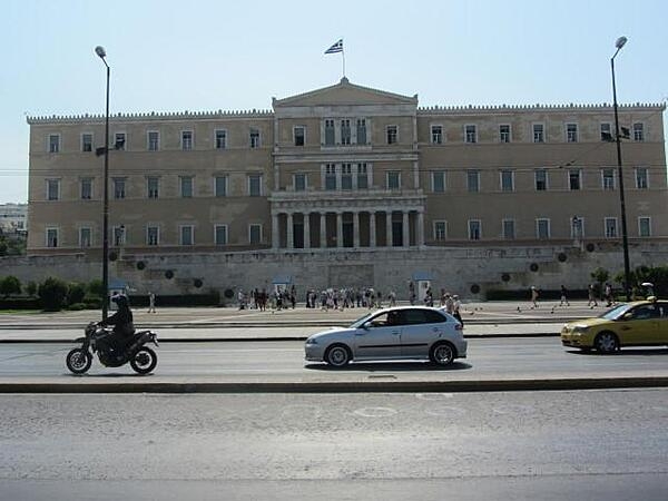 The Parliament Building in Athens, Greece, was originally constructed as the Royal Palace in 1843. It has served as the home of the Greek parliament since 1934.