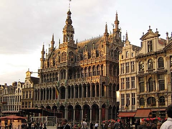 The Grand Place (Grand Square) or Grote Markt (Grand Market) is the central square of Brussels, Belgium, and is home to opulent guildhalls, the Hotel de Ville/Stadhuis (City Hall), and the King's House or Breadhouse building that houses the Brussels City Museum. Measuring 68 by 110 m (223 by 361 ft), the Grand Place is an important tourist destination and landmark in Brussels.