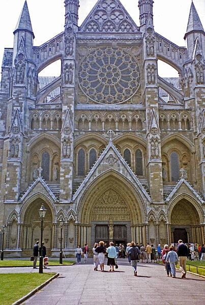 The first Westminster Abbey in London, United Kingdom, was built in the 1040s by King Edward (later St. Edward the Confessor), who enlarged an existing small Benedictine monastery established at the site in A.D. 960. To distinguish it from St. Paul’s Cathedral (the east minster), also in London, it became known as “west minster.” In the mid-13th century, King Henry III built much of the present-day building.