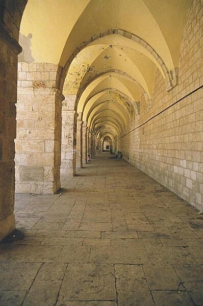 The hallway leading to the Dome of the Rock in Israeli-occupied East Jerusalem.