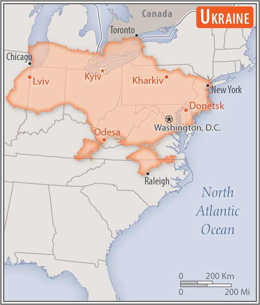 almost four times the size of Georgia; slightly smaller than Texas