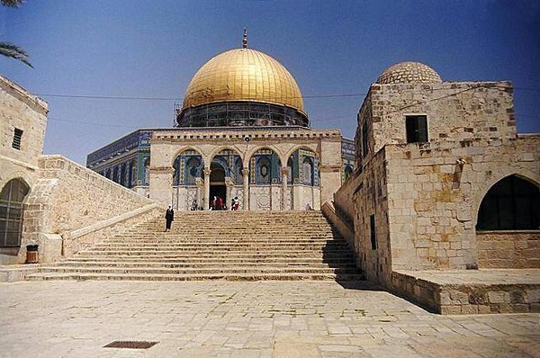 The Dome of the Rock, located on Haram al-Sharif (also known as the Temple Mount), in Israeli-occupied East Jerusalem.