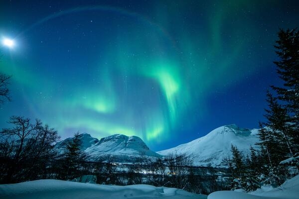 Tromsø, a city situated at 70° north latitude in Norway, is in the middle of the auroral oval, the area with the highest probability of seeing the Northern Lights.