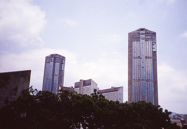 The Twin Towers of Parque Central, the 60-story skyscrapers that are architectural icons of Caracas, Venezuela. The West Tower opened in 1979 and the East Tower in 1983; until 2003 they were the tallest skyscrapers in Latin America.