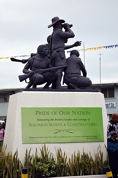 The Solomon Scouts and Coastwatchers Memorial at Honiara, Guadalcanal. The Solomon Scouts and Coastwatchers provided invaluable support and aid to the Allied effort during World War II. Photo courtesy of the US Army/ Staff Sgt. Armando R. Limon.