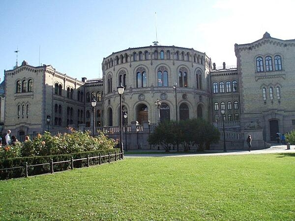 The Parliament Building (Stortinget) in Oslo, Norway, which was built between 1861 and 1866.