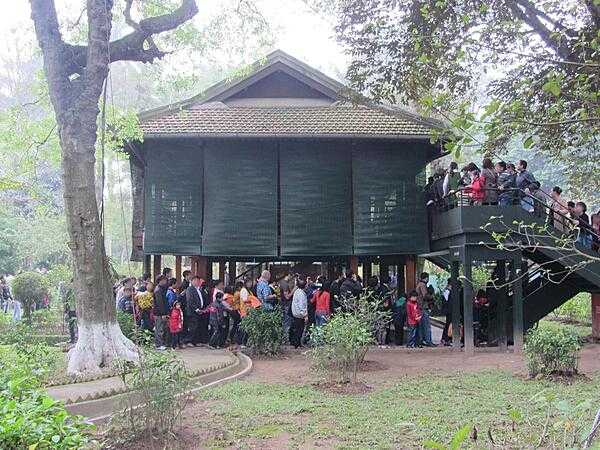 Outdoor office used by Ho Chi Minh, on display in the Presidential Palace area near Ba Dinh Square in Hanoi, Vietnam.