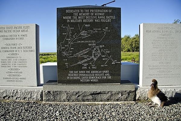 The Battle of Midway National Monument sits at the Midway Atoll National Wildlife Refuge. The battle was a turning point in the Pacific Theater during World War II. Photo courtesy of the US Navy/ Mass Communication Specialist 2nd Class Daniel Barker.