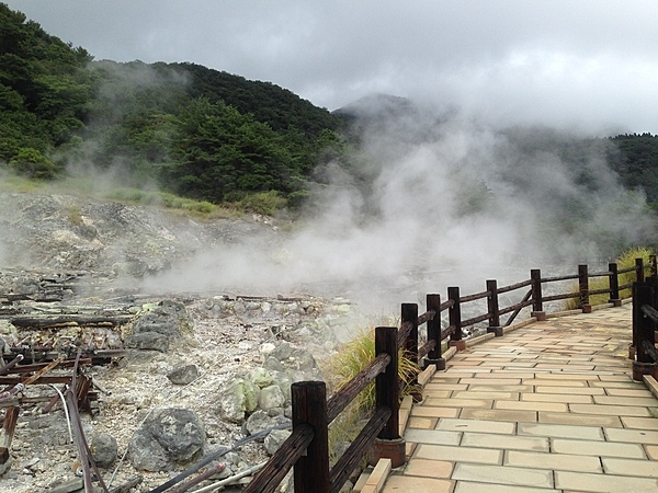 Boiling hot springs on the Shimabara Peninsula in Nagasaki prefecture, Kyushu, Japan.