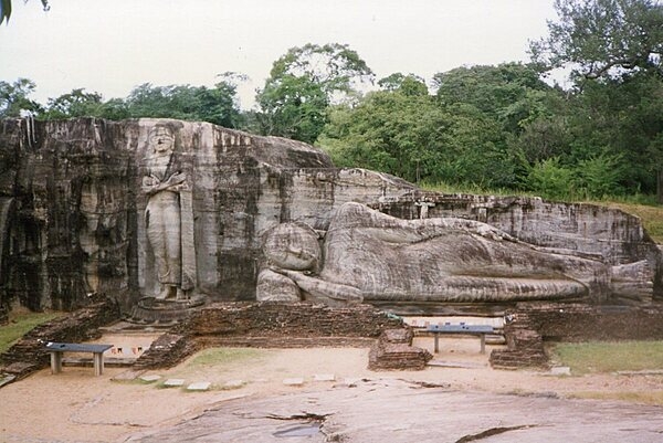 The Gal Vihara, known originally as the Uttararama, is a rock temple of the Buddha located in the ancient city of Polonnaruwa in North Central Province, Sri Lanka. It was carved during the reign of Parakramabahu I (1153-1186).