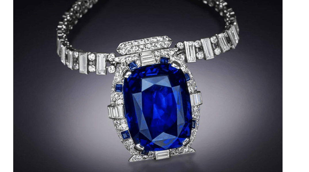 Valued as a gemstone since at least the ninth century B.C., sapphires occur in a wide variety of colors with blue as the most popular and valuable. Sapphires are a gem variety of the mineral corundum (aluminum oxide) with small amounts of impurity atoms imparting a range of colors (iron and titanium give the pictured sapphire its color). The gemstone is found in Burma, Sri Lanka, the Kashmir region of India, Thailand, Australia, Madagascar, Russia, South Africa, and the United States. The 98.57-carat cornflower blue Bismarck Sapphire pictured here is one of the largest sapphires in the world and was mined in Burma. The sapphire was donated to the Smithsonian Natural History Museum in 1967. (Photo courtesy of the Smithsonian Natural History Museum.)