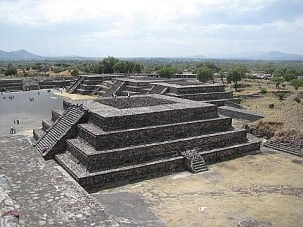 One of the smaller step pyramids at the massive archaeological site of Teotihuacan, Mexico (approximately 40 km or 25 mi northeast of Mexico City).